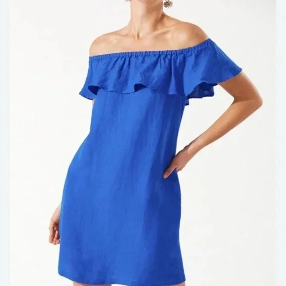 chinese dress ladies Tommy Bahama Two Palms Bay Breeze Linen Shift Dress Chambray Blue main image 1